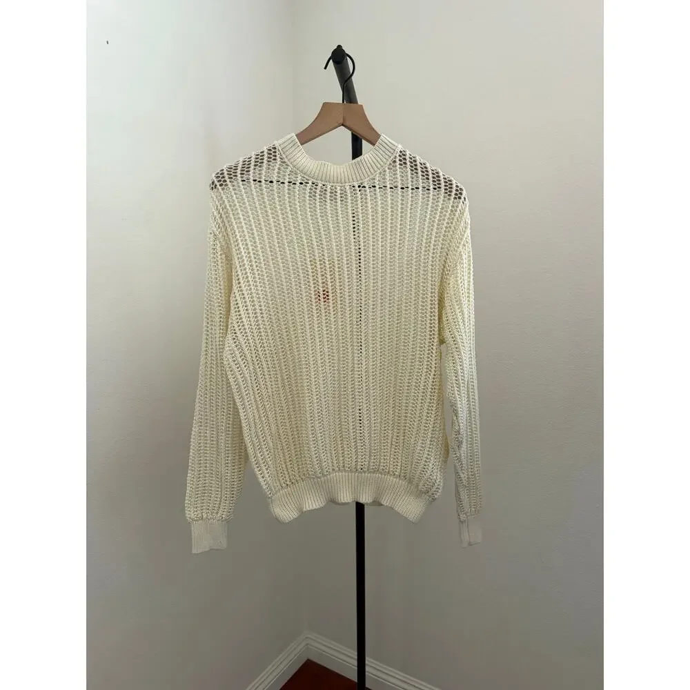 New MNML mesh knit sweater cream size M